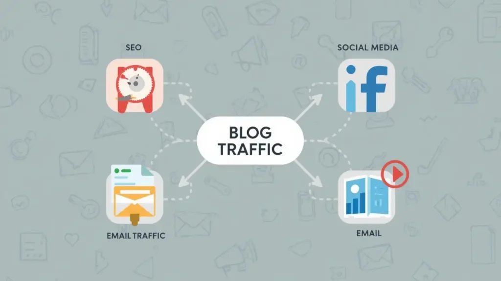 blog traffic sources seo social media email marketing