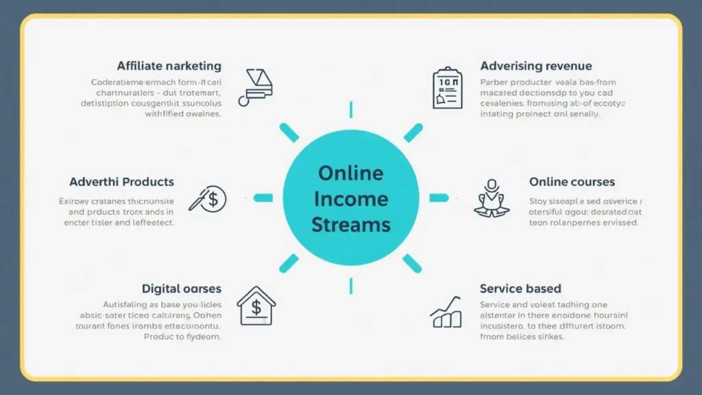 Online business income streams diagram